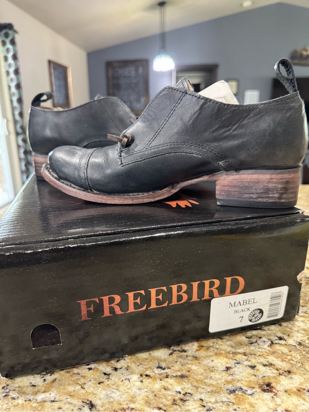 freebird Mabel Black Leather Lace-Up Low Heels